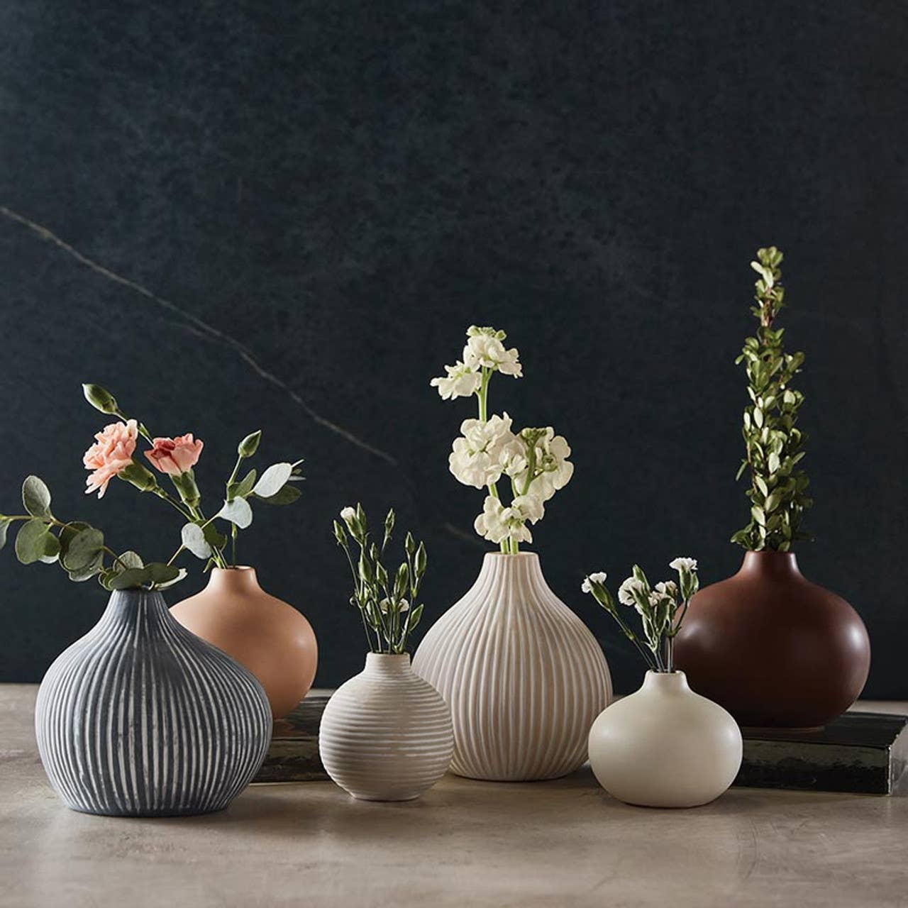 White Striped Droplet Vase